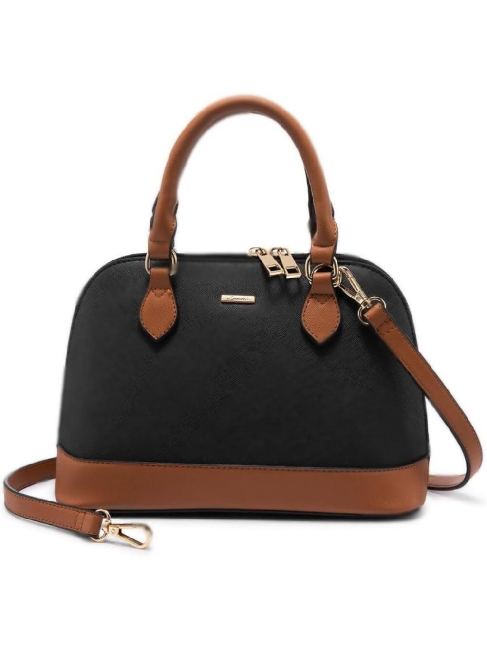 Stylish Women's Crossbody Dome Satchel Handbag with Double Zip Closure